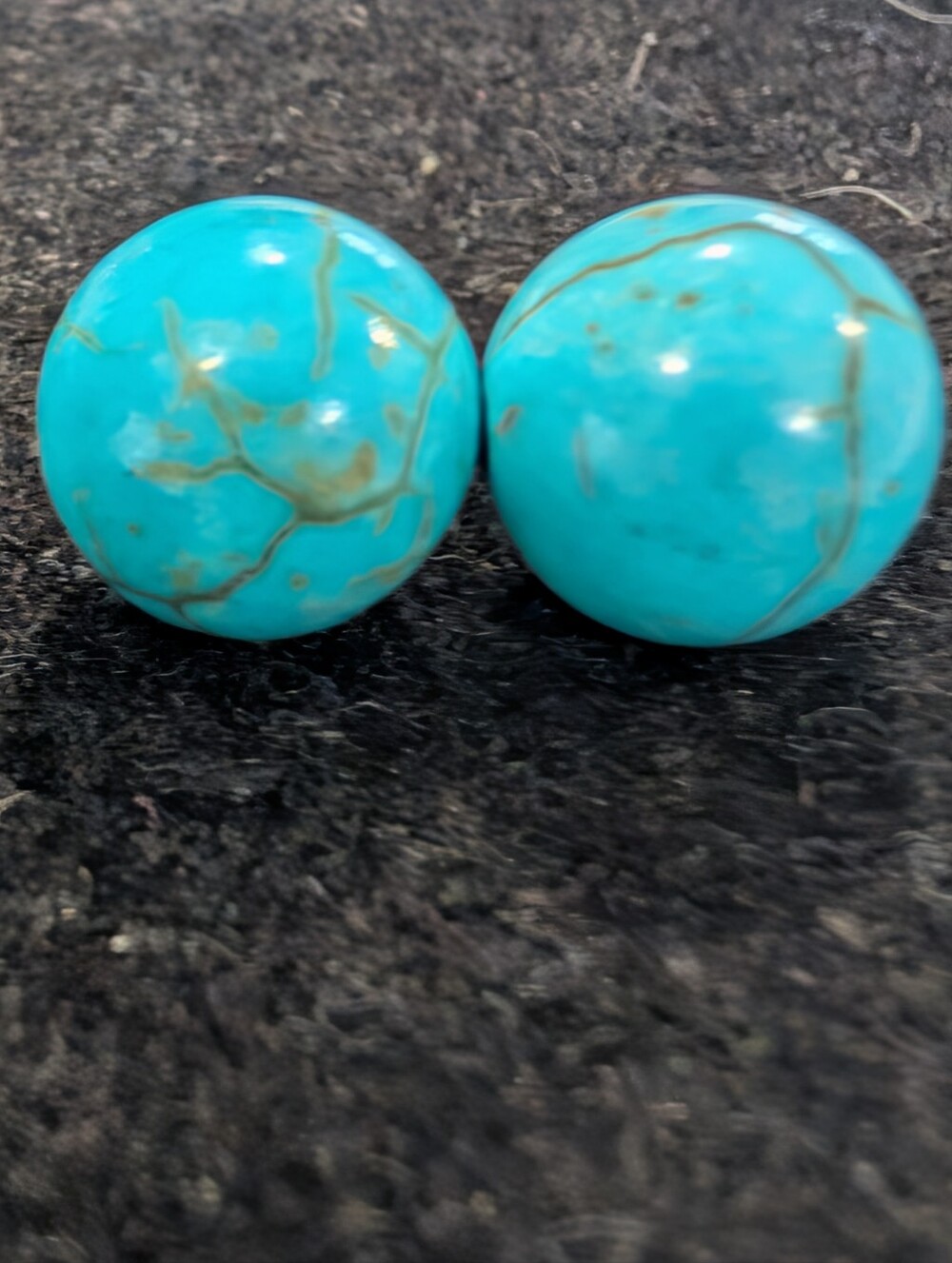 14k Turquoise Ball Stud Earrings 9.5 mm - NEW